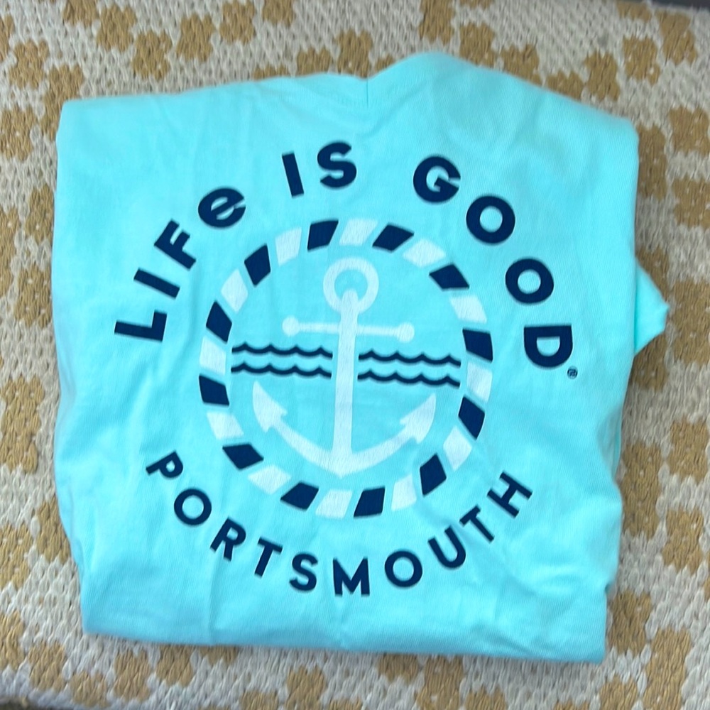 Life is good aqua v neck T